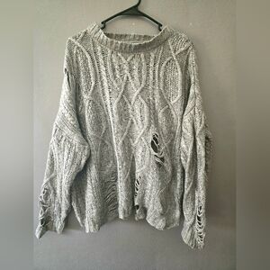 Cozy Gray Cable Knit Sweater